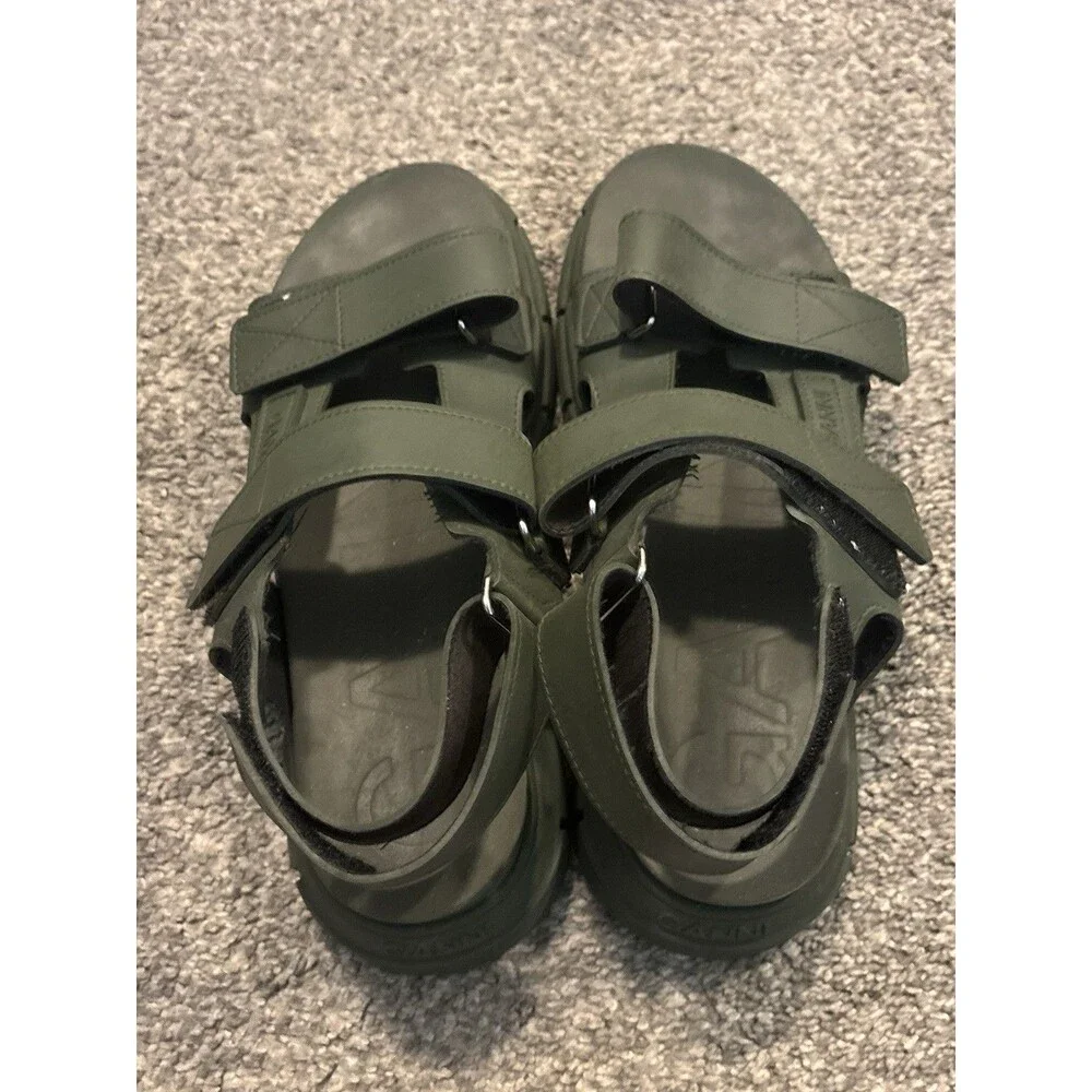 GANNI Recycled Rubber‎ Sandals in Khaki Green Size 40 US 10